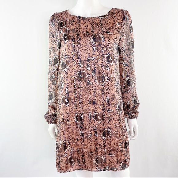 NEW Lulus Size M Blush Pink Floral ASHFORD Shift Dress Metallic Pinstripe - Picture 3 of 13